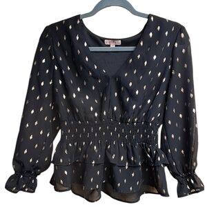 Elegant Black Blouse with Gold Accents